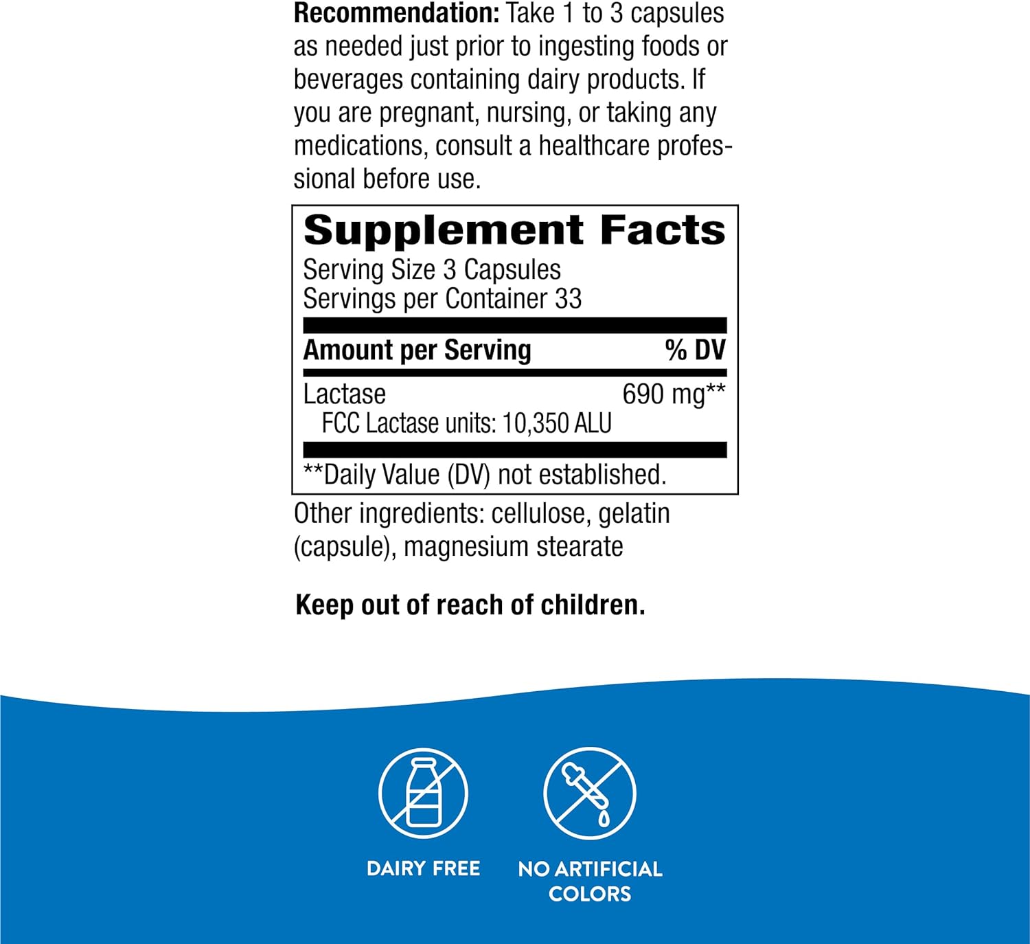 Nature's Way Lactase formula, Enzyme Active, 100 Capsules