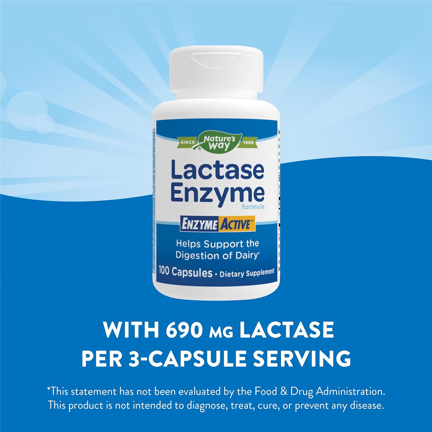 Nature's Way Lactase formula, Enzyme Active, 100 Capsules