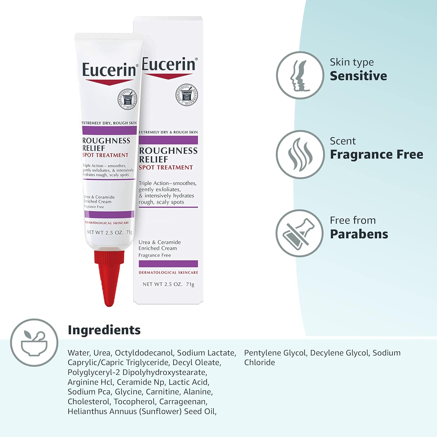 Eucerin Roughness Relief Spot Treatment, Body Moisturizer for Dry Skin, 2.5 Oz Tube