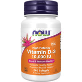 NOW Supplements, Vitamin D-3 10,000 IU Softgels, Vitamin D, Joint Support, 240 Softgels