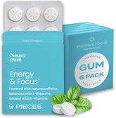 NeuroGum, Energy & Focus, Peppermint, 6 Packs, 9 Pieces Each (54 Pieces)