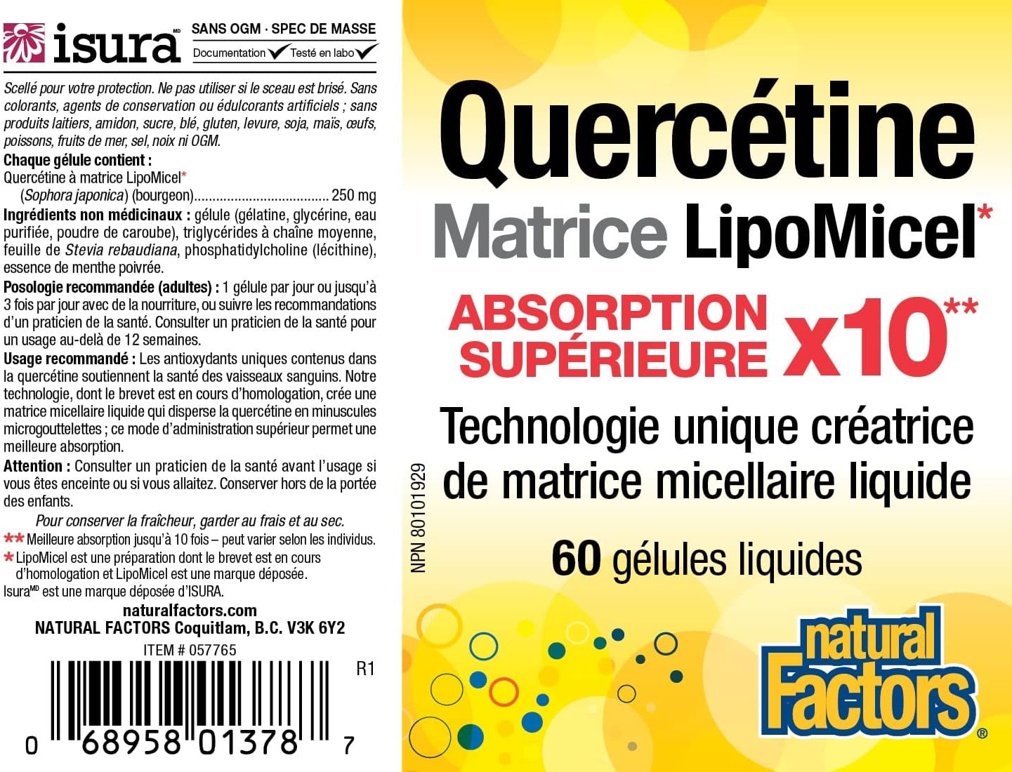 Natural Factors Quercetin Lipomicel Matrix 60 Capsules
