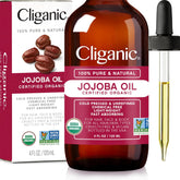 USDA Organic Jojoba Oil, 100% Pure (4oz Large) Natural Cold Pressed Unrefined Hexane Free Oil for Hair & Face Carrier Oil - Certified Organic Cliganic 90 Days Warranty