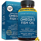 Viva Naturals Fish Oil Supplement, 90 Capsules - Highly Concentrated Fish Oil, 2,200mg Fish OilServing (1400mg of EPA & 480 mg of DHA)