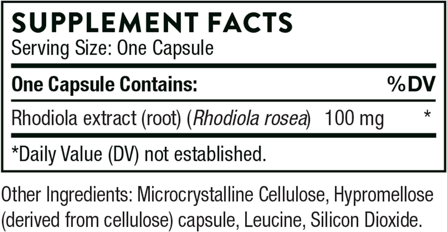 Thorne Research - Rhodiola - Botanical Supplement for Stress Relief - Enhances Mood, Sleep, and Mental Focus - 60 Capsules