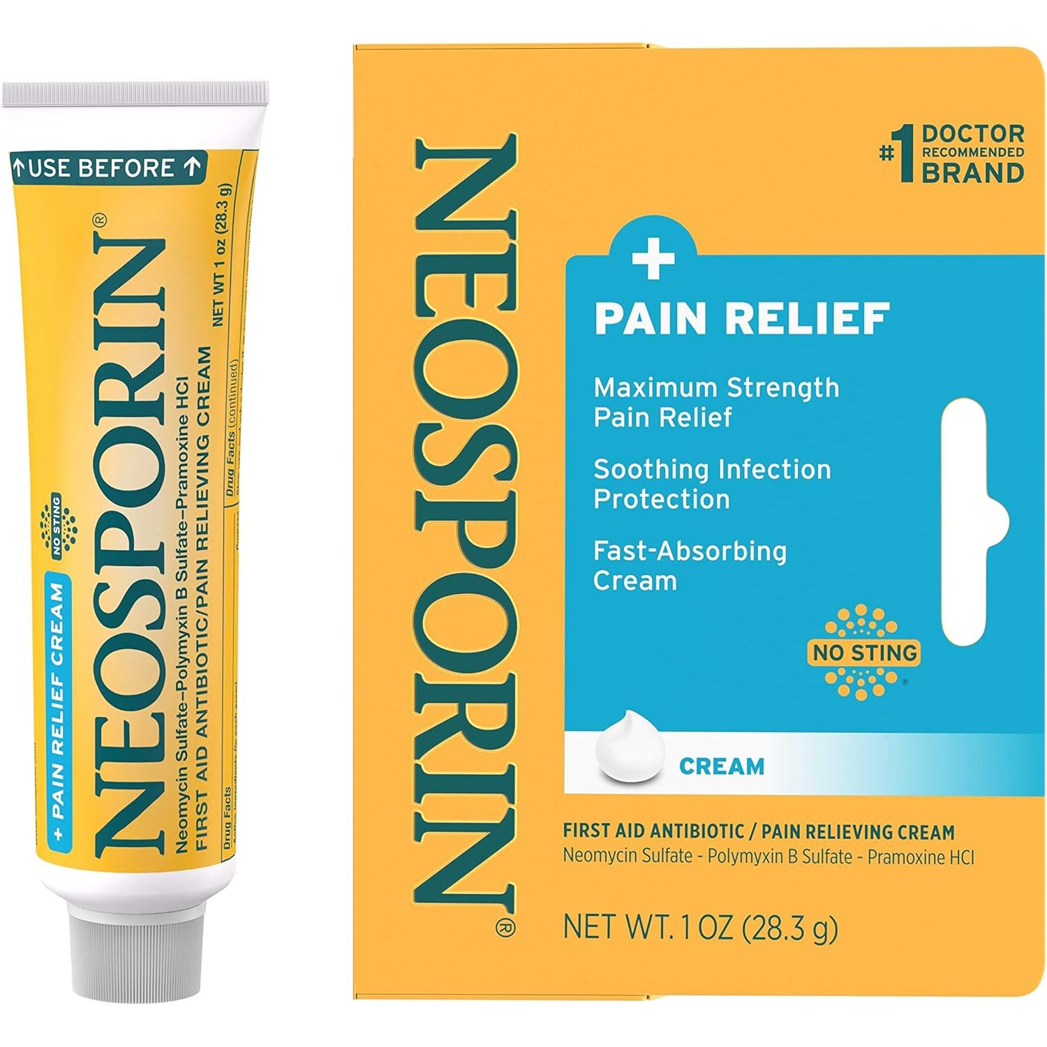 Neosporin First Aid Antibiotic Cream Maximum Strength Pain Relief, 1-Ounce