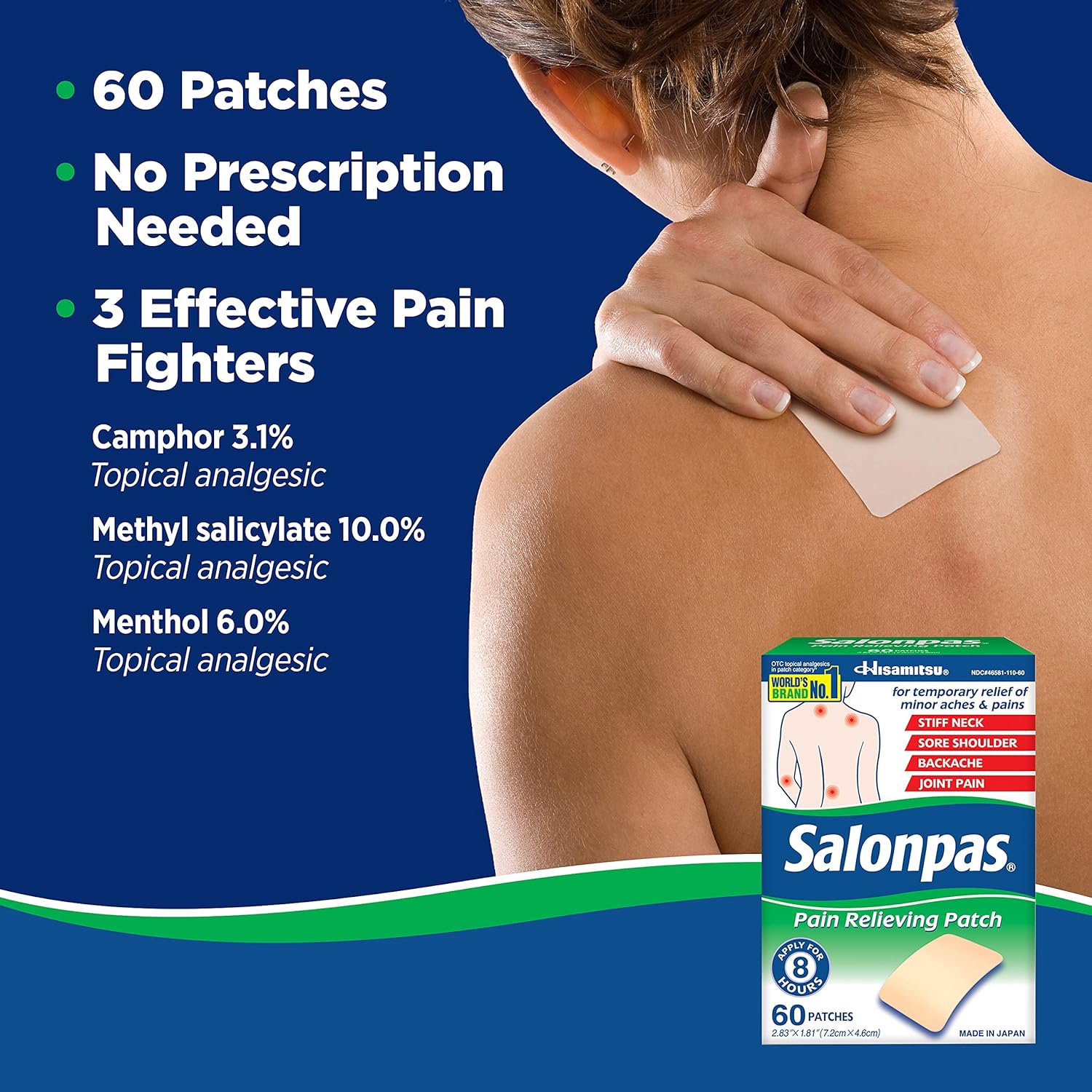 Salonpas Pain Relieving Patches, 60 Count
