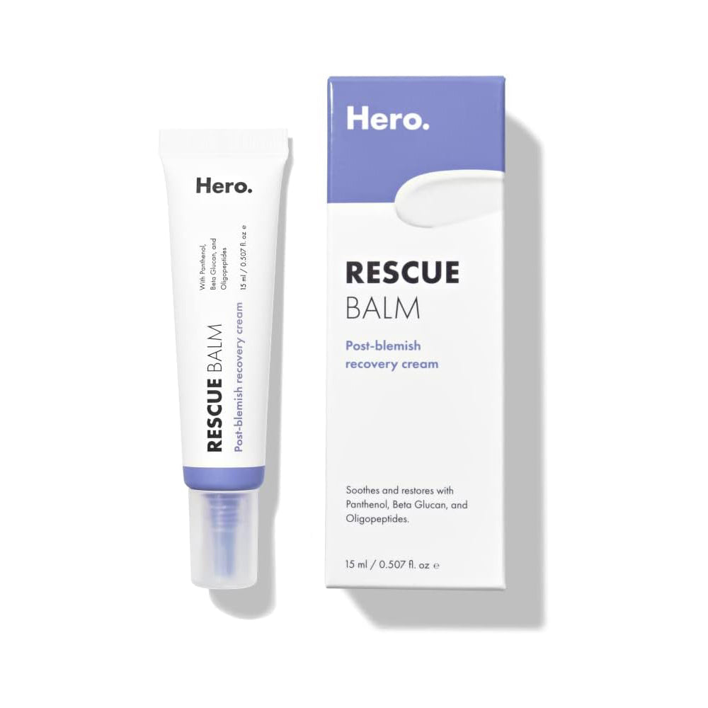 Hero Cosmetics Rescue Balm - Post-Blemish Recovery Cream (15ml) Replenish and Soothe Dry Skin After a Pimple Pops, Vegan-Friendly Formula