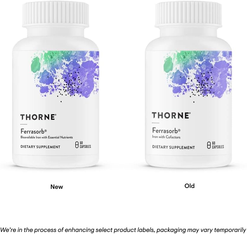 Thorne Research - Ferrasorb - Complete Blood-Building Formula with Iron, Folate, and B Vitamins - 60 Capsules