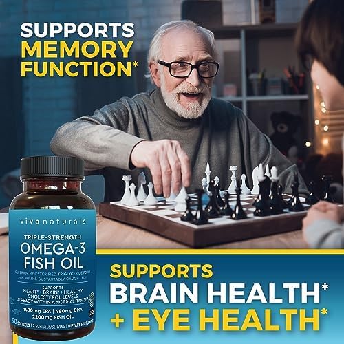 Viva Naturals Fish Oil Supplement, 90 Capsules - Highly Concentrated Fish Oil, 2,200mg Fish OilServing (1400mg of EPA & 480 mg of DHA)