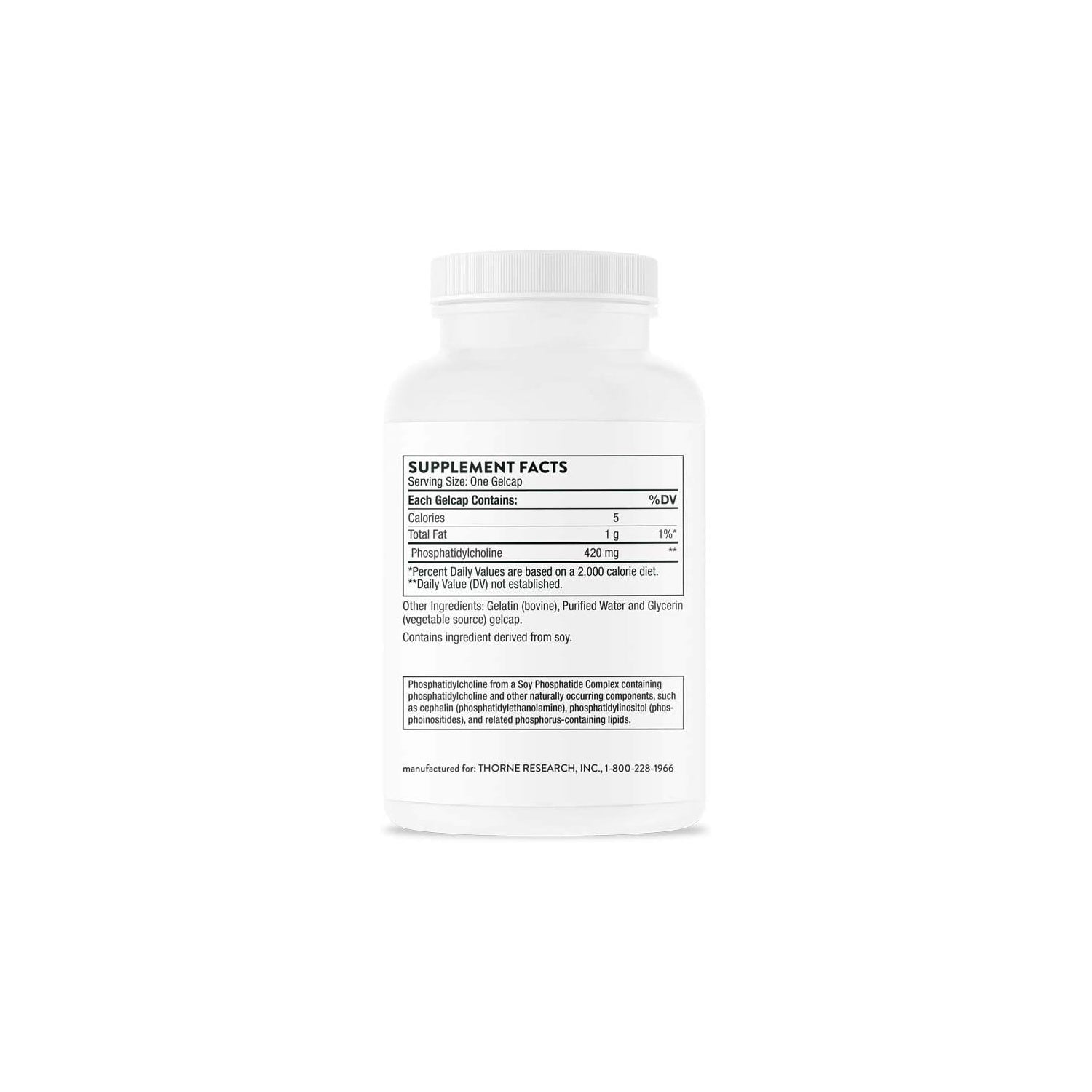 Thorne Research - Phosphatidyl Choline - Phospholipid Complex for Cell Membrane Support - 60 Gelcaps