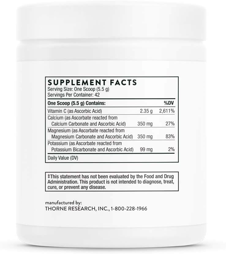 Thorne Research - Buffered C Powder - Vitamin C Supplement with Calcium, Magnesium, and Potassium - 240ml (231 g)