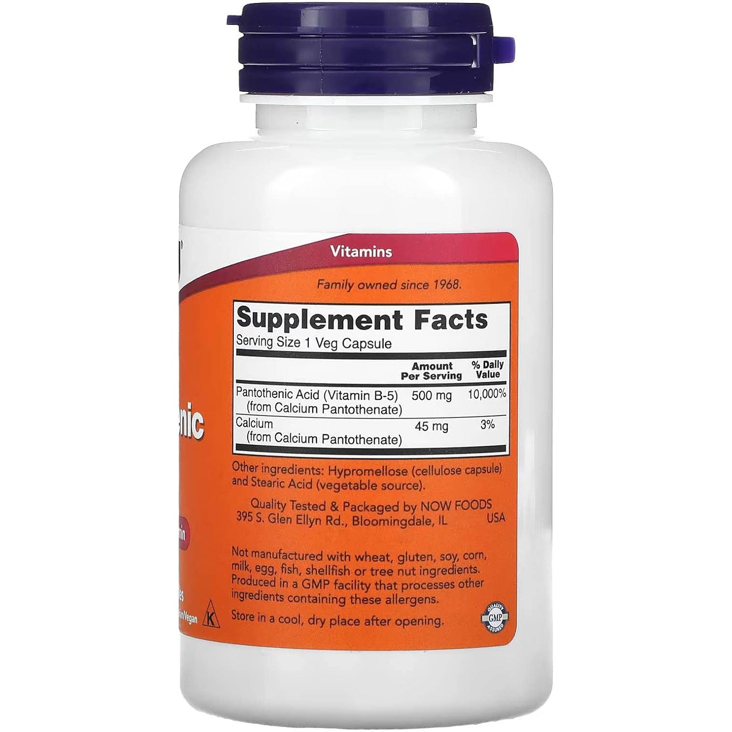 NOW Pantothenic Acid, 500 mg, 100 Caps by Now Foods
