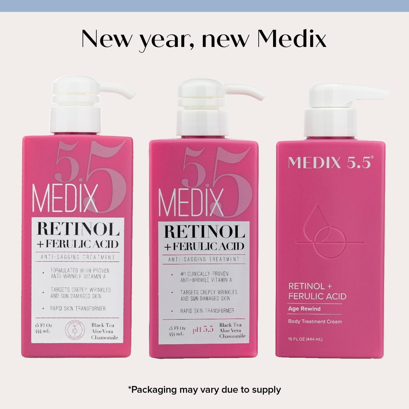 Medix 5.5 Retinol Cream With Ferulic Acid Anti-Sagging Treatment. Targets Crepey Wrinkles And Sun Damaged Skin. Anti-Ageing Cream Infused With Black Tea, Aloe Vera, And Chamomile 440mL (15 Oz)