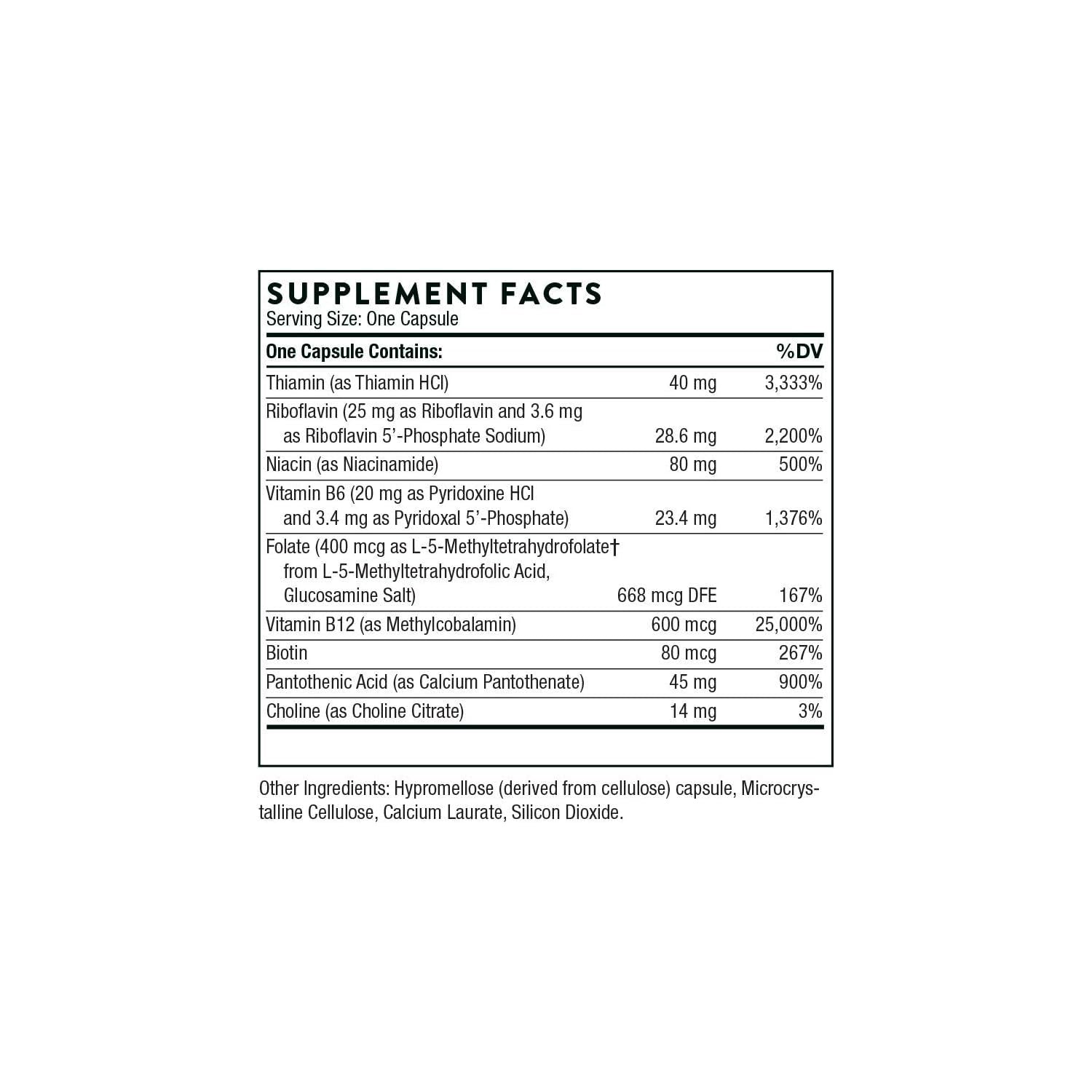 Thorne Research - B-Complex #12 - Vitamin B Complex With Active B12 and Folate - 60 Capsules