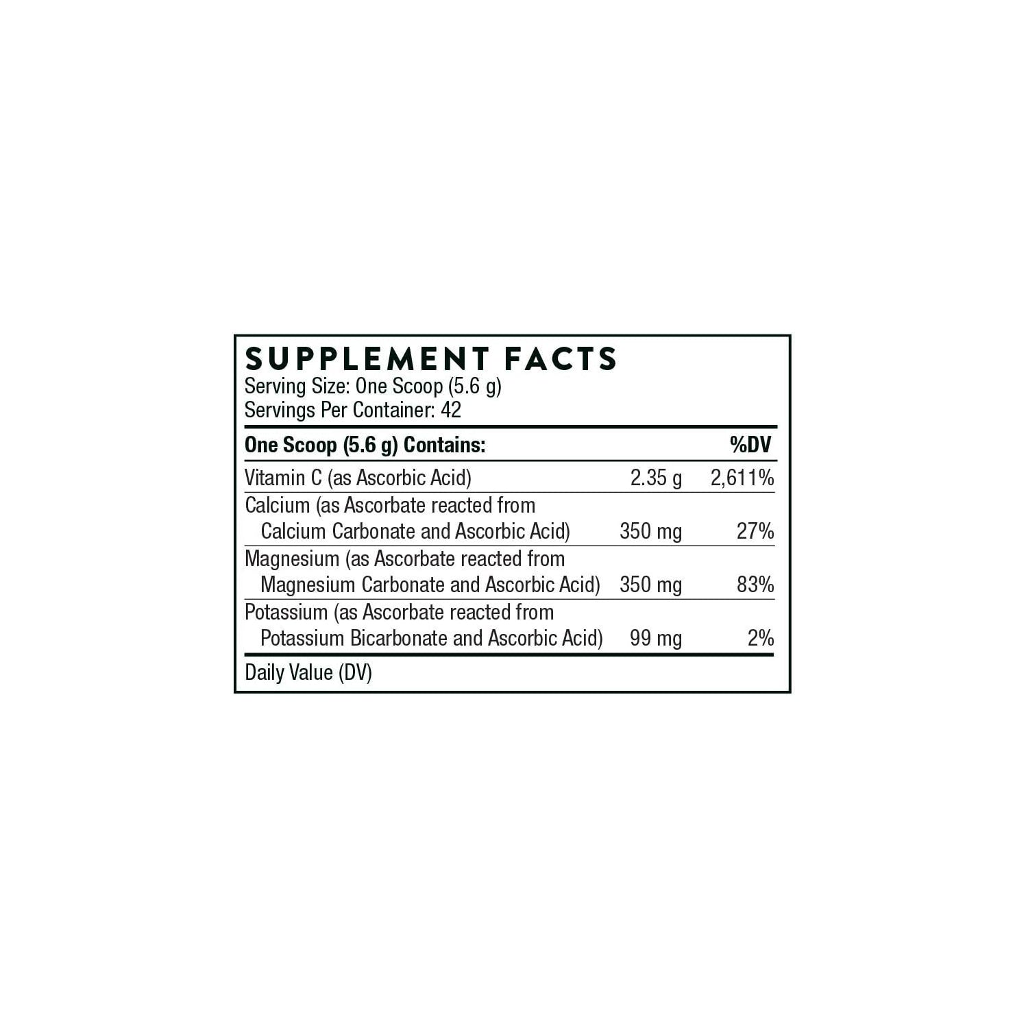 Thorne Research - Buffered C Powder - Vitamin C Supplement with Calcium, Magnesium, and Potassium - 240ml (231 g)