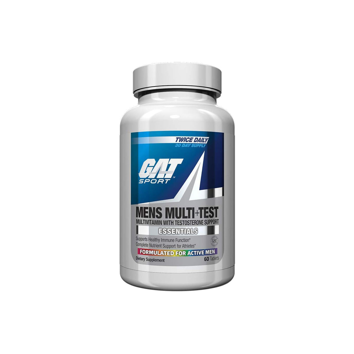 GAT Mens Multi + Test, Premium Multivitamin and Complete Testosterone Boosting Support with Tribulus Terristis, 60 Tablets30 Servings