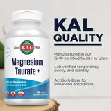KAL, Magnesium Taurate +, 400 mg, 180 Tablets,KAL, Magnesium Taurate +, 400 mg, 180 Tablets