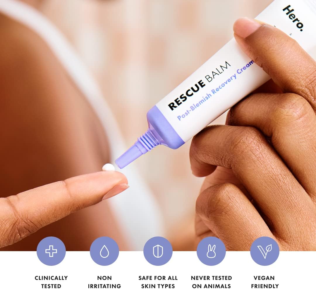 Hero Cosmetics Rescue Balm - Post-Blemish Recovery Cream (15ml) Replenish and Soothe Dry Skin After a Pimple Pops, Vegan-Friendly Formula