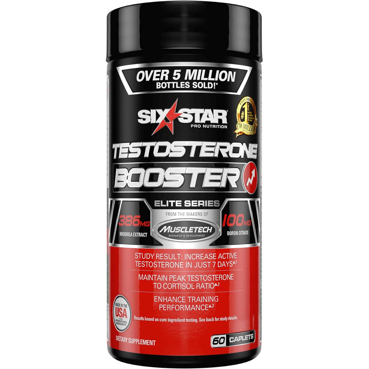 Six Star Testosterone Booster Supplement, Extreme Strength Testosterone, 60 Caplets