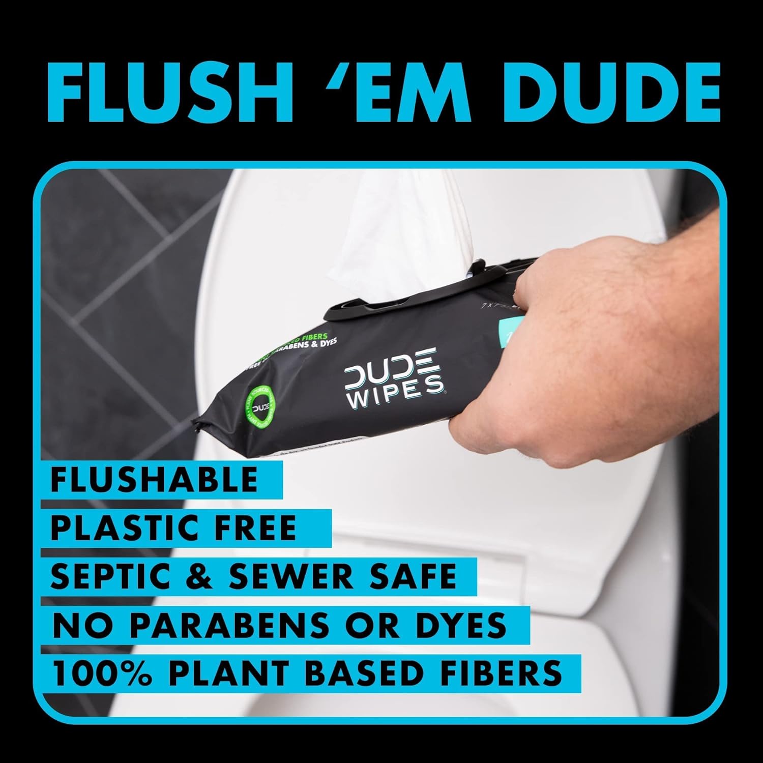 DUDE Wipes Flushable Wet Wipes Dispenser (3 Packs 48 Wipes), Unscented Wet Wipes with Vitamin-E & Aloe for at-Home Use, Septic and Sewer Safe