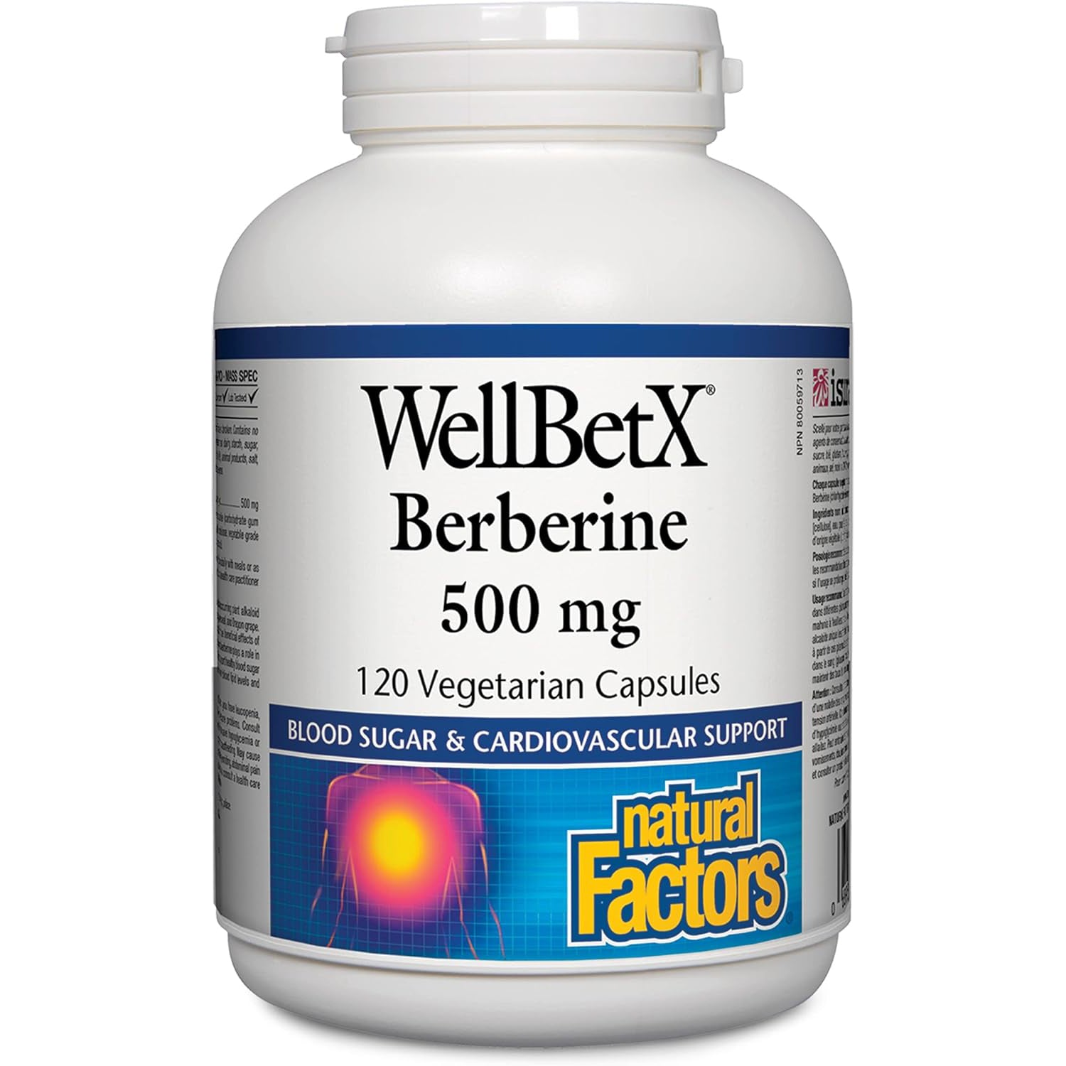 Natural Factors WellBetX Berberine 500 mg 120 Vegetarian Capsules