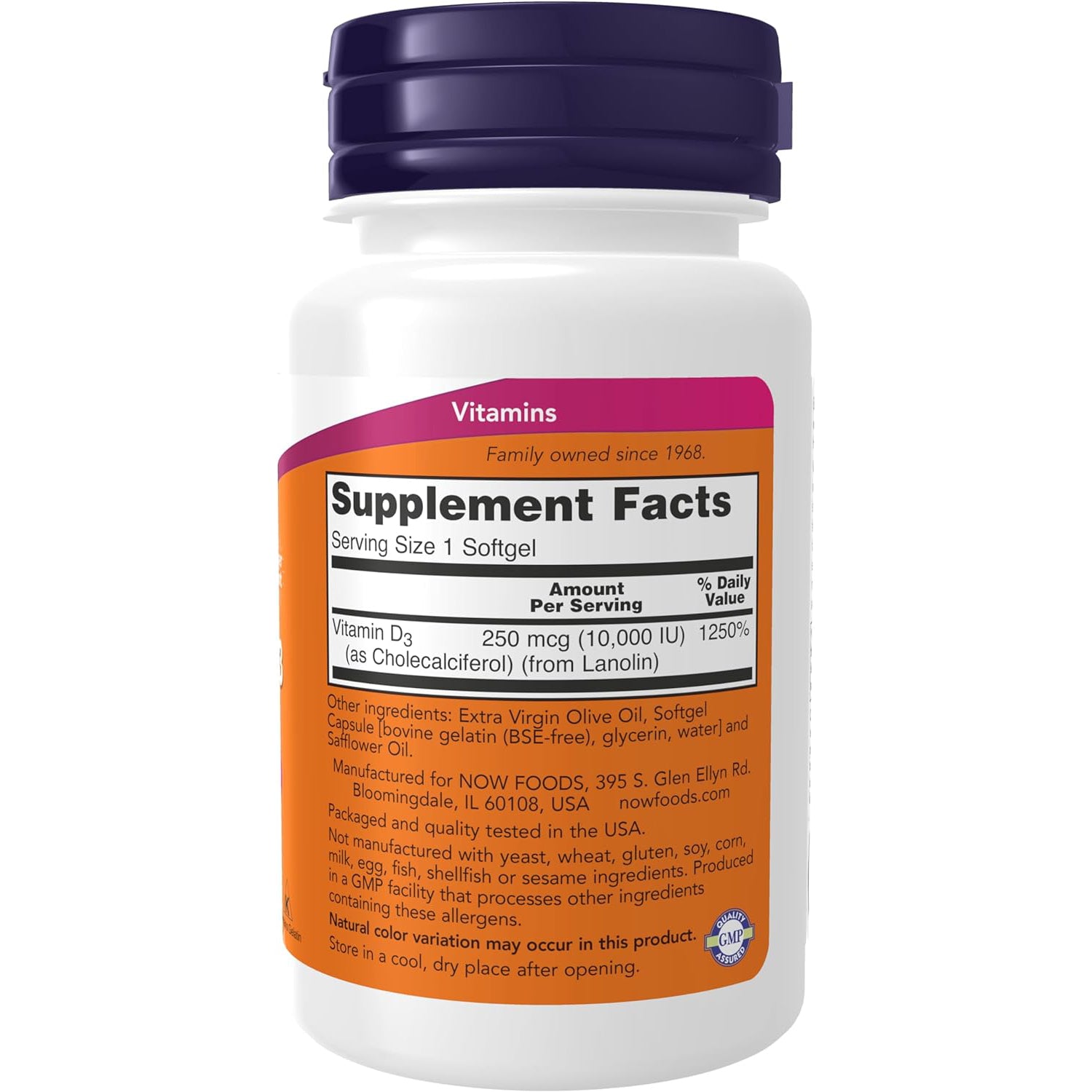 NOW Supplements, Vitamin D-3 10,000 IU Softgels, Vitamin D, Joint Support, 240 Softgels