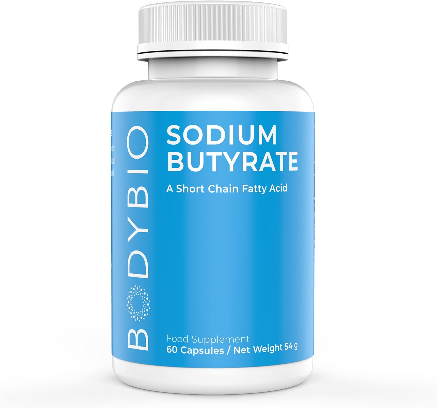 BodyBio Butyrate with Sodium - Supports Healthy Digestion, Gut & Microbiome - Increases Leptin Production for Appetite Control - No Fillers or Additives - 60 Capsules