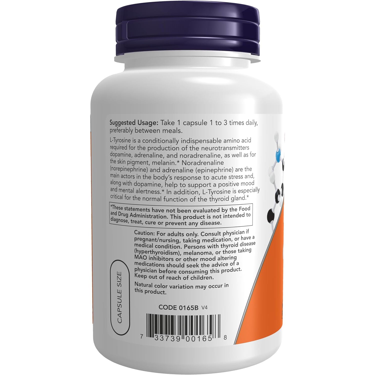 Now Foods L-Tyrosine 750 Milligrams, 90 Veg Capsules