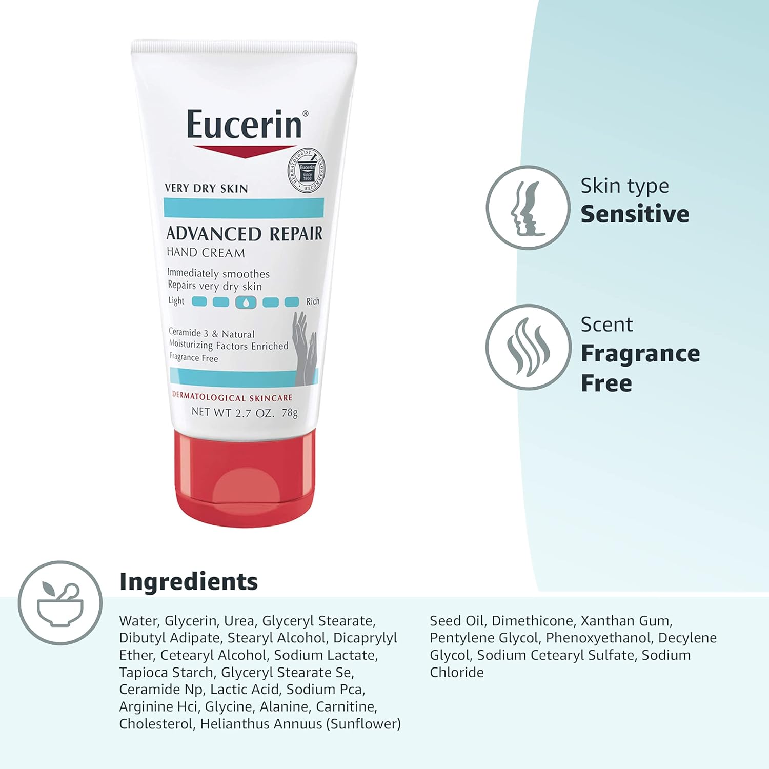 Eucerin Advanced Repair Hand Creme, 2.7 Ounce