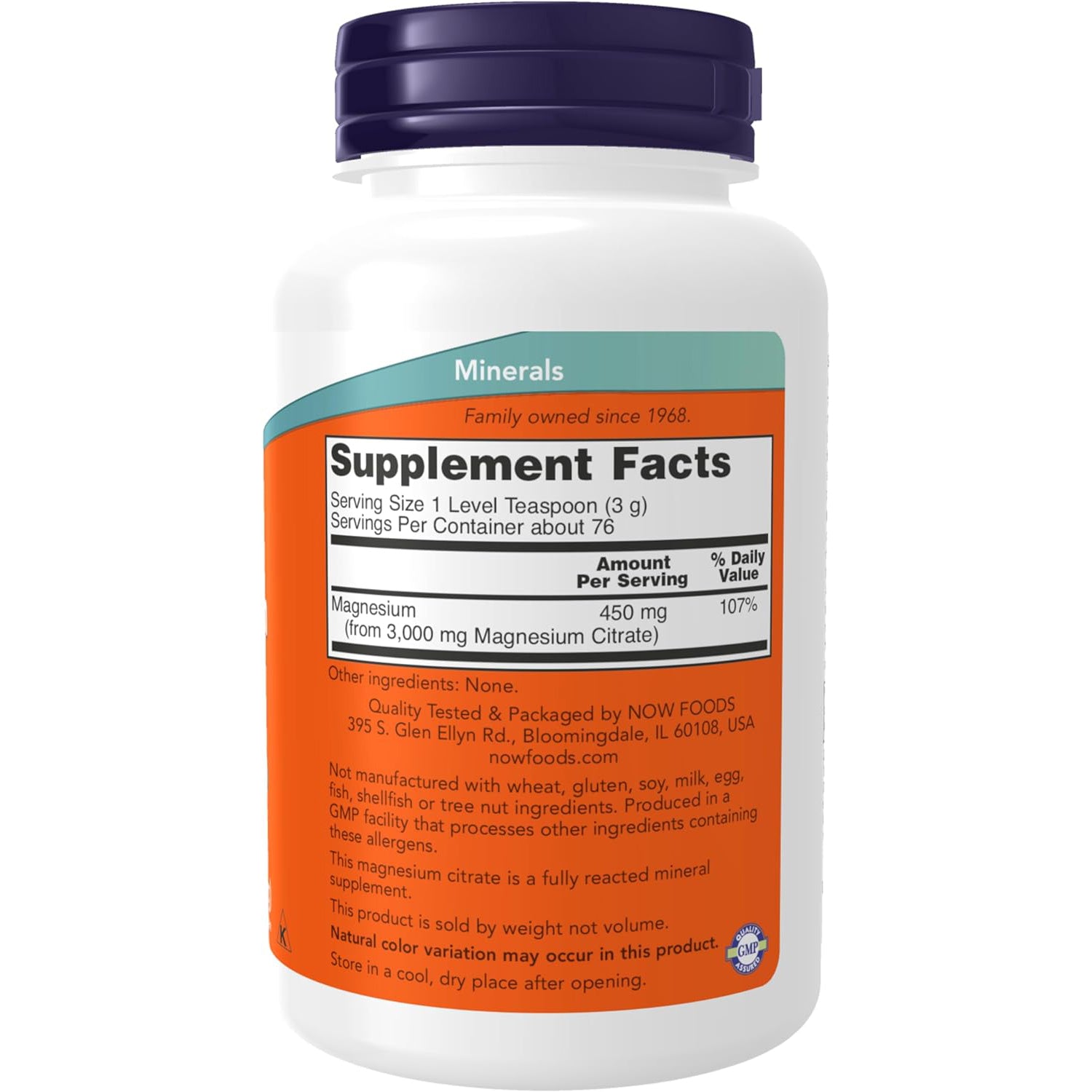 NOW Magnesium Citrate Pure Powder, 8-Ounce