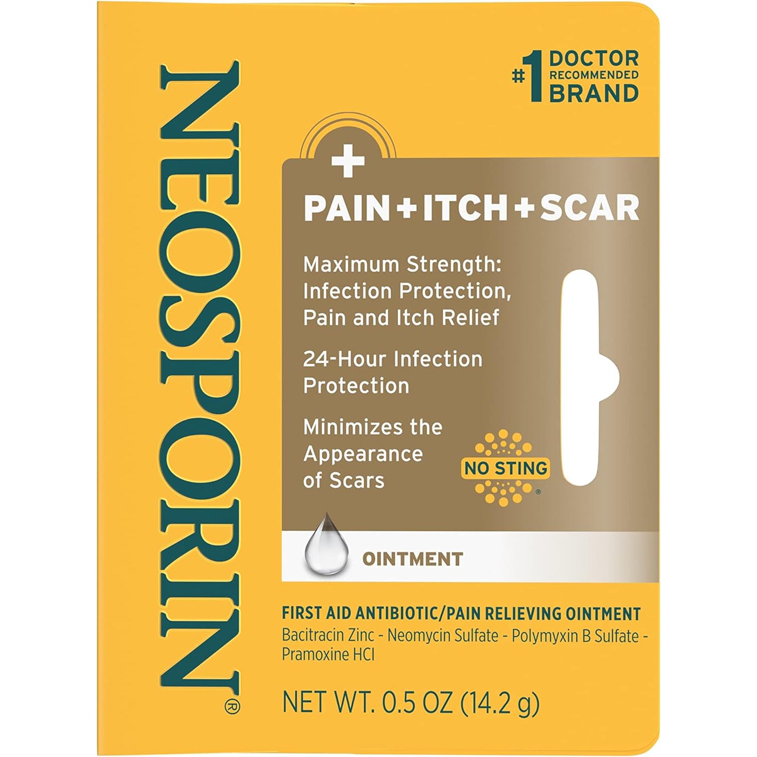Neosporin Pain Itch Scar Antibiotic Ointment for Infection Prevention and Pain Relief, .5 oz