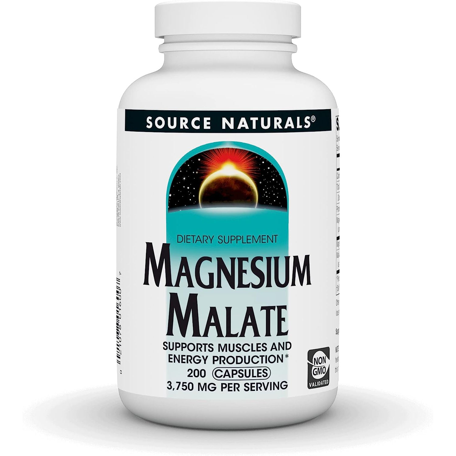 Source Naturals Magnesium Malate 625mg Per Serving Essential Magnesium Malic Acid Supplement - 200 Capsules