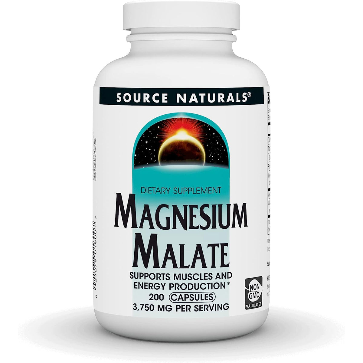 Source Naturals Magnesium Malate 625mg Per Serving Essential Magnesium Malic Acid Supplement - 200 Capsules