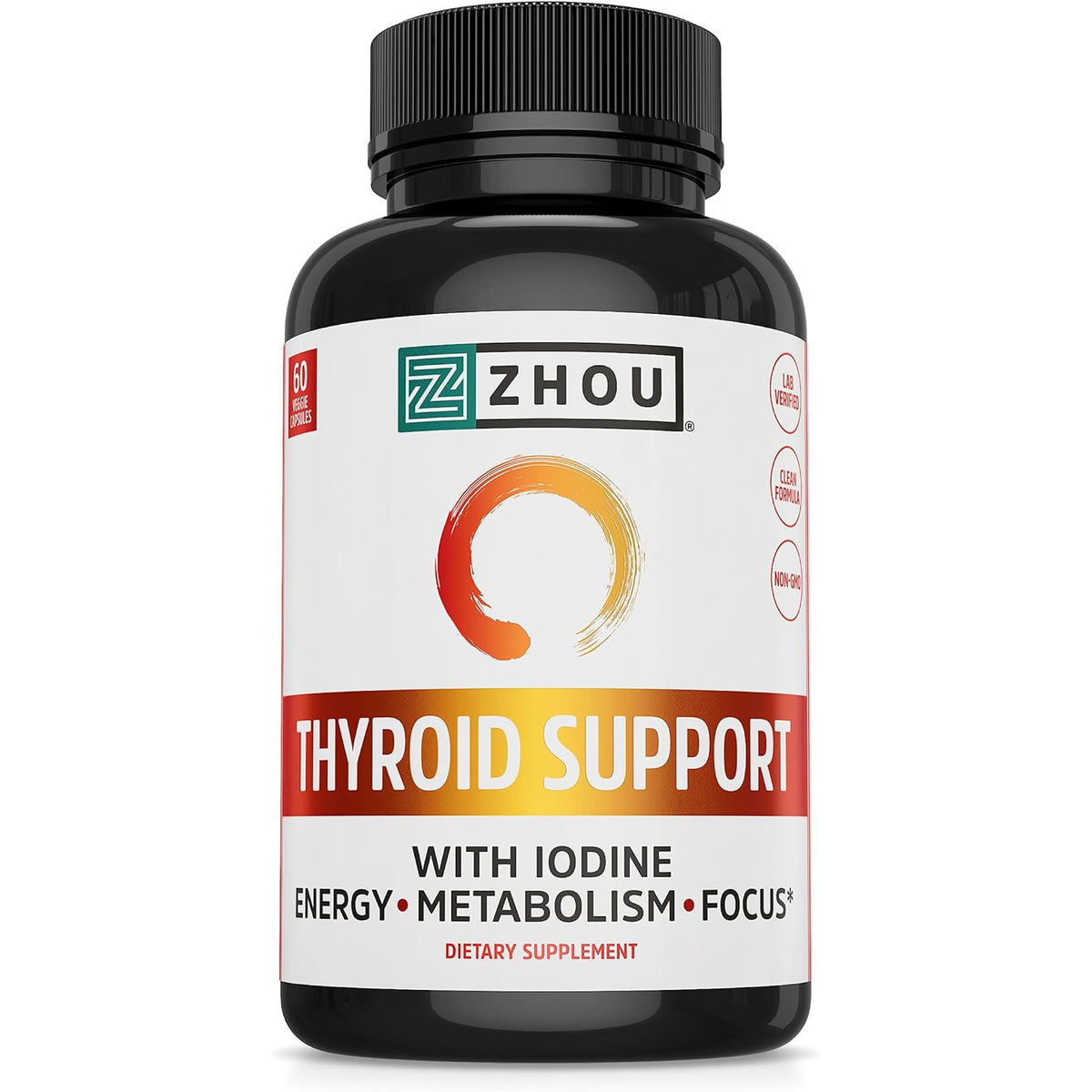 Zhou Nutrition Thyroid Support with Iodine 60 Veggie Capsules
