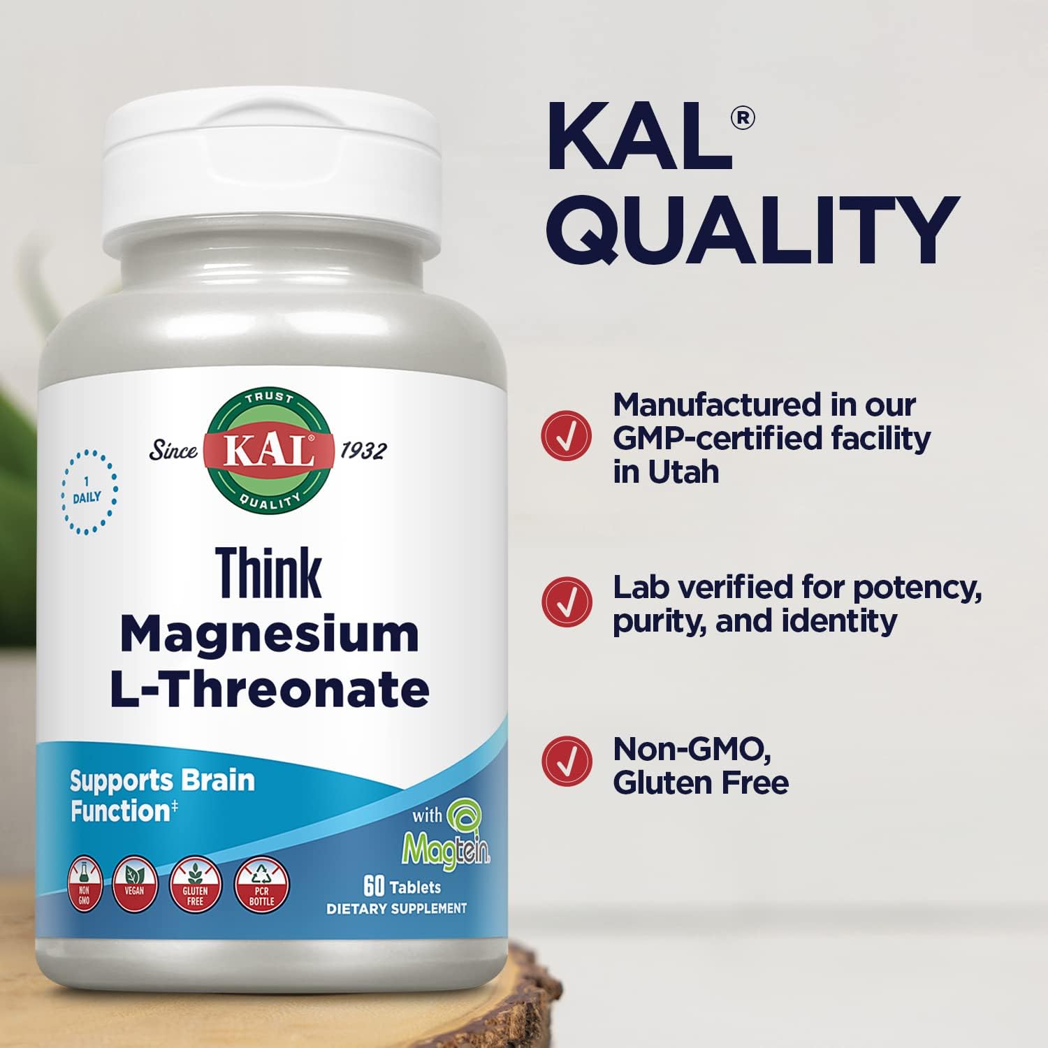 KAL Think Magnesium L-Threonate 2000 mg 60 Tablets