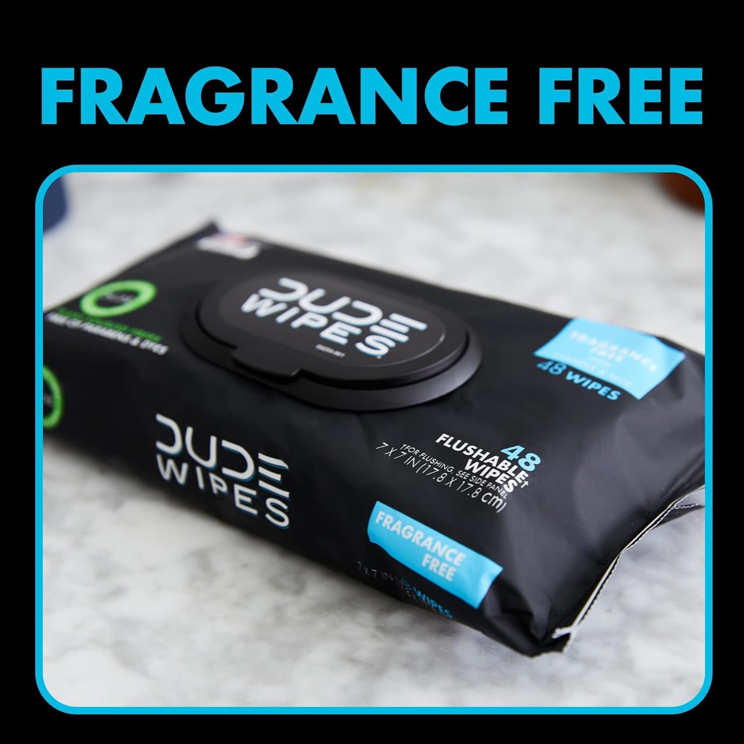 DUDE Wipes Flushable Wet Wipes Dispenser (3 Packs 48 Wipes), Unscented Wet Wipes with Vitamin-E & Aloe for at-Home Use, Septic and Sewer Safe
