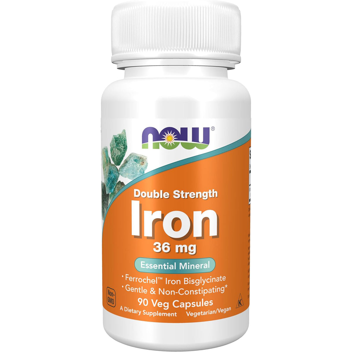 NOW Supplements, Iron 36 mg, 90 Veg Capsules
