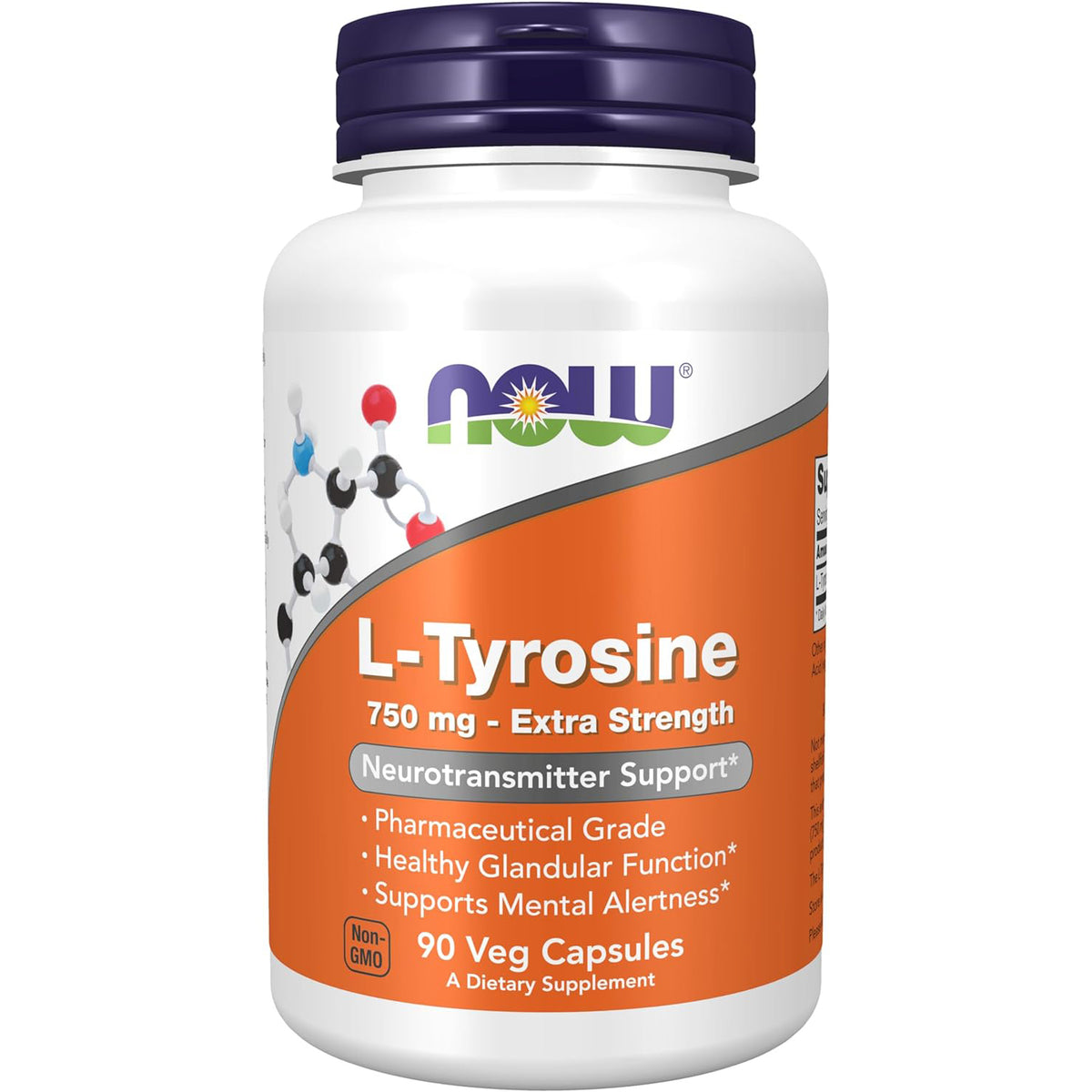 Now Foods L-Tyrosine 750 Milligrams, 90 Veg Capsules
