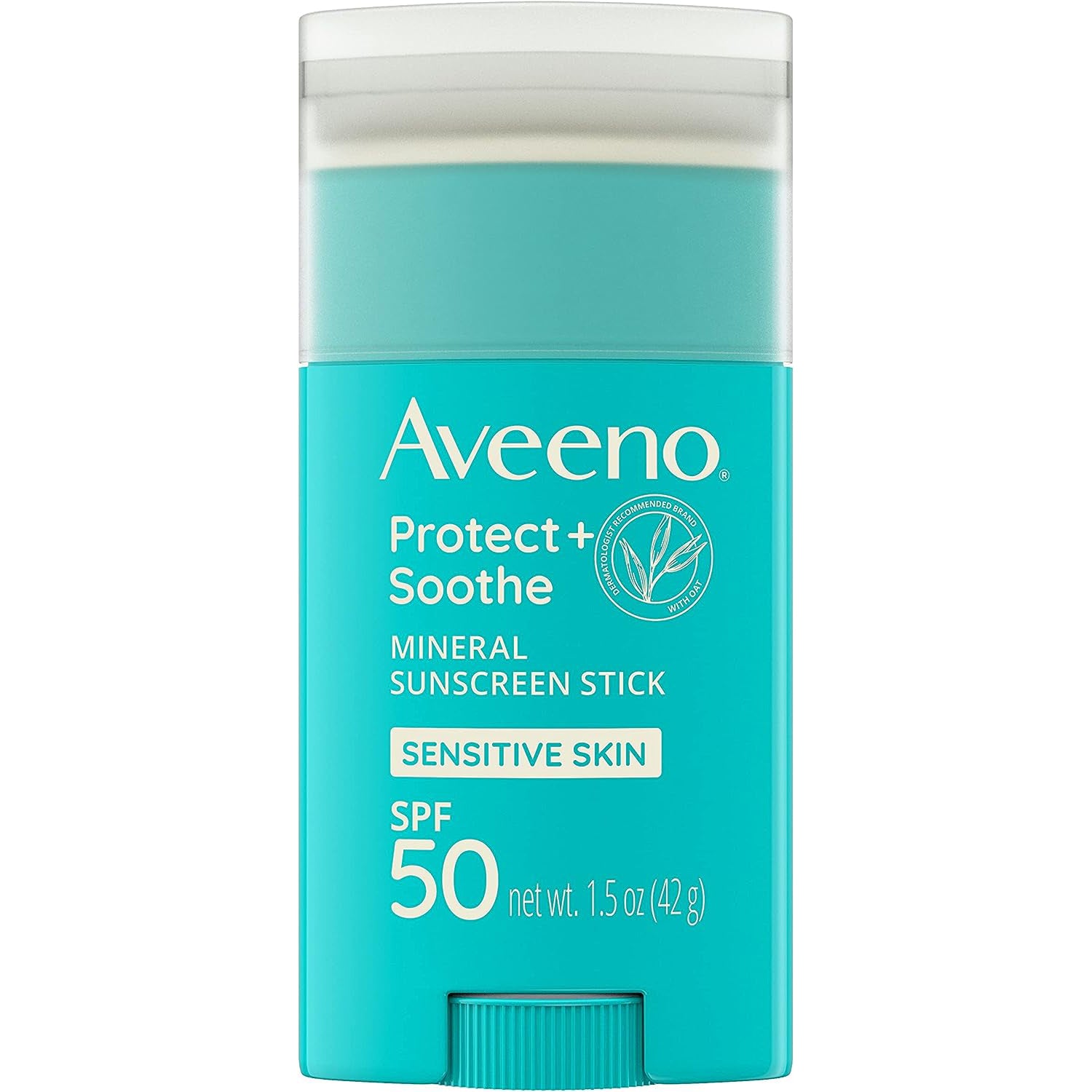 Aveeno Protect + Soothe Mineral Sunscreen Stick for Sensitive Skin with Broad Spectrum SPF 50, Water-Resistant Face & Body Sunscreen with Zinc Oxide & Oat, Fragrance-Free, Travel Size, 1.5 oz