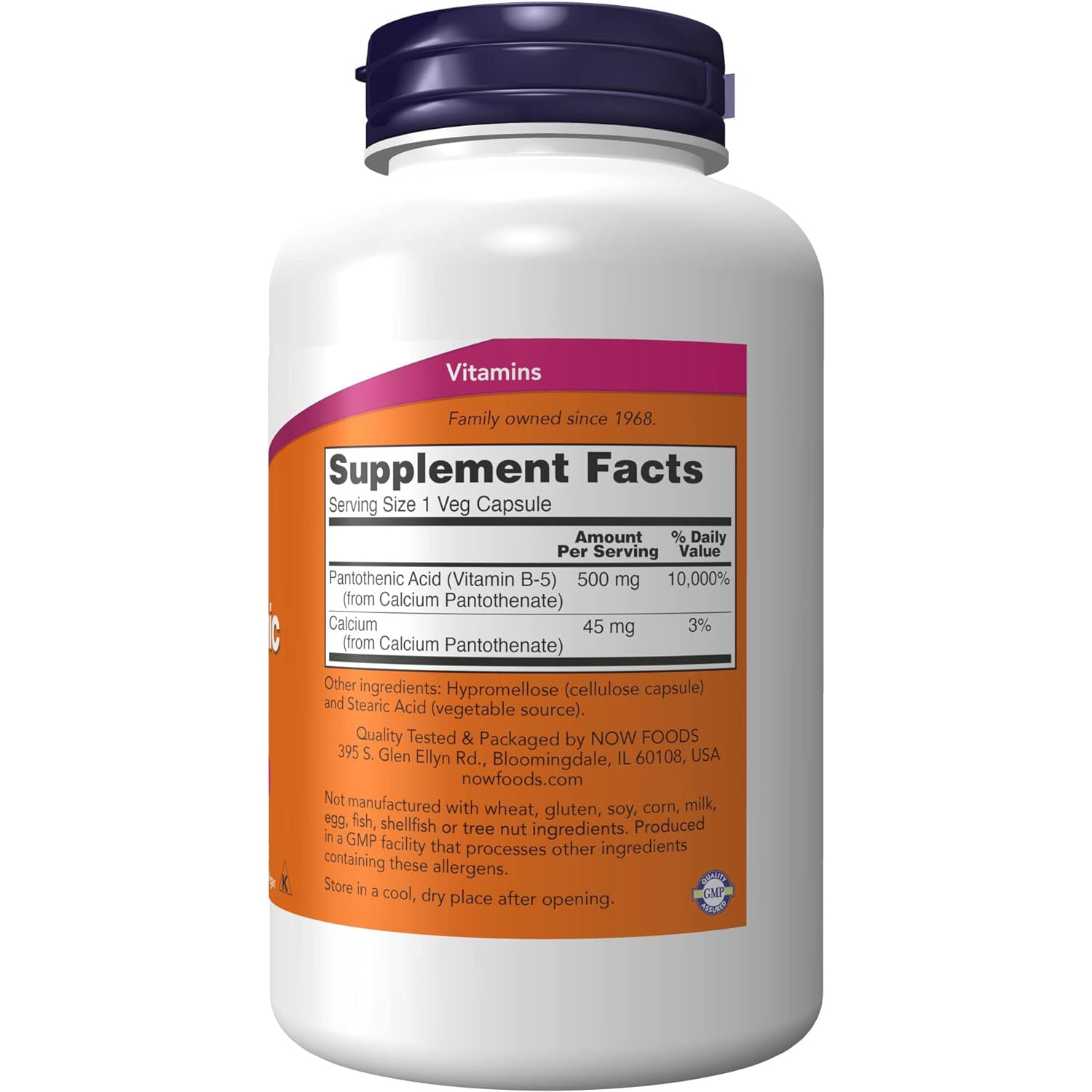 NOW Pantothenic Acid 500 mg,250 Capsules