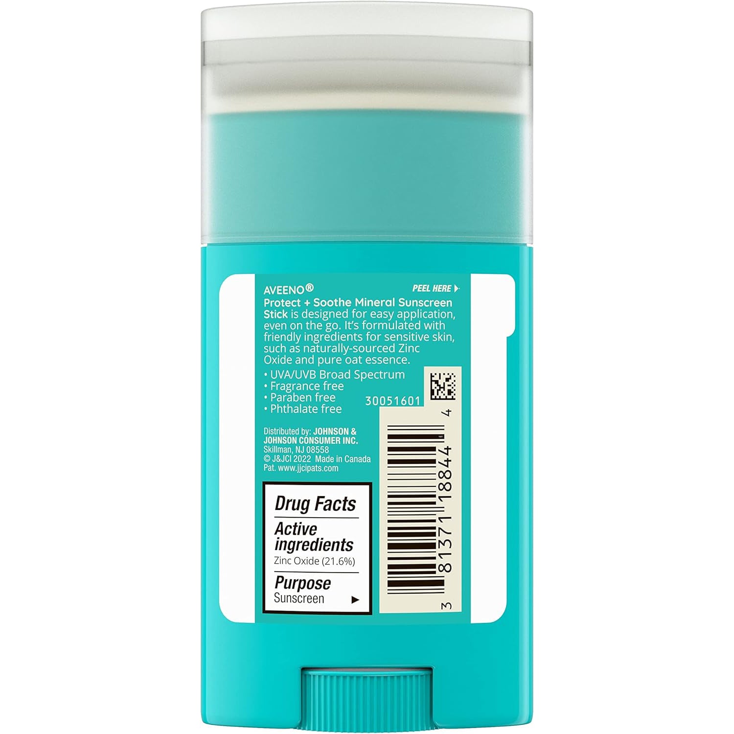 Aveeno Protect + Soothe Mineral Sunscreen Stick for Sensitive Skin with Broad Spectrum SPF 50, Water-Resistant Face & Body Sunscreen with Zinc Oxide & Oat, Fragrance-Free, Travel Size, 1.5 oz