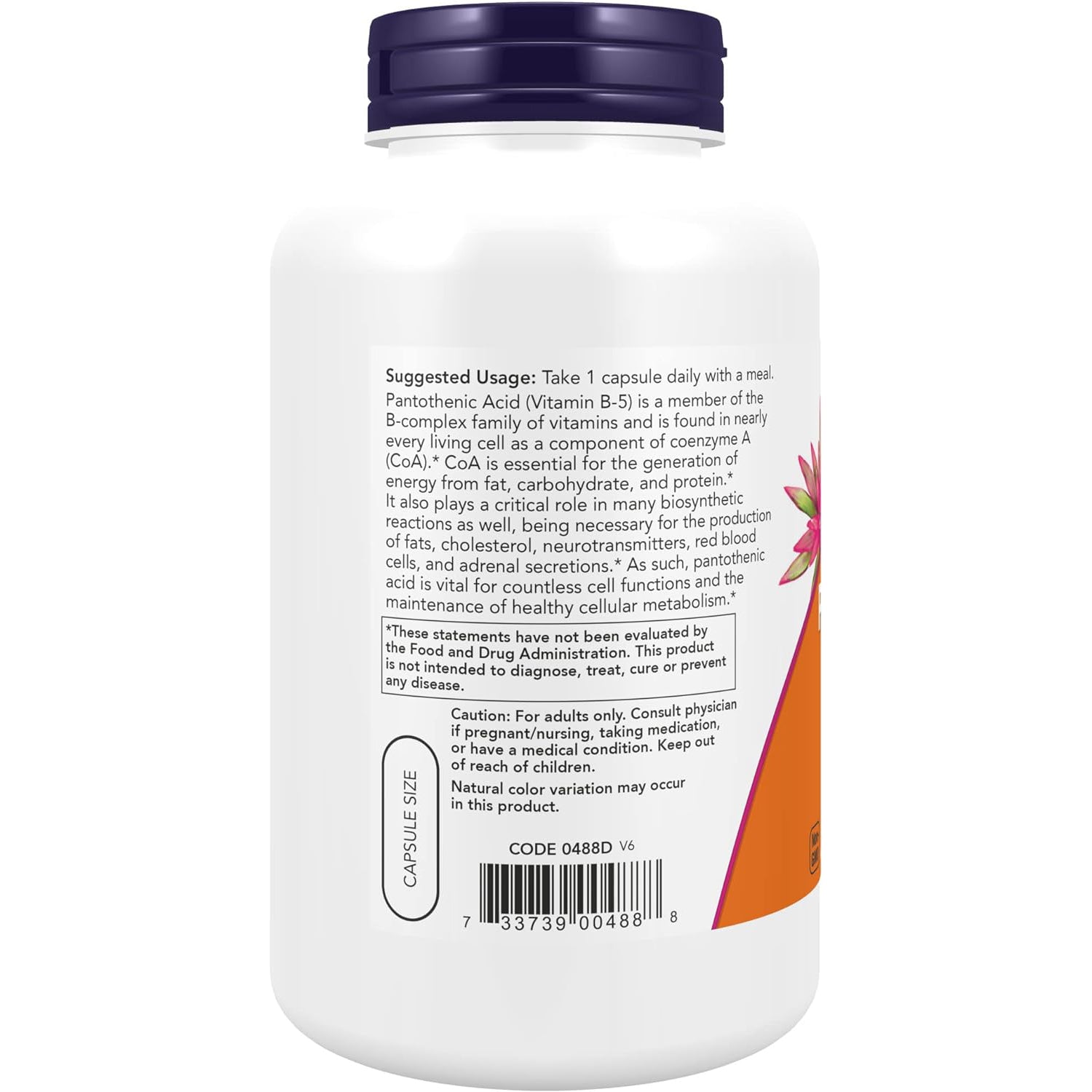 NOW Pantothenic Acid 500 mg,250 Capsules