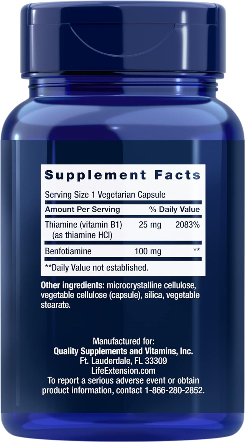 Life Extension Benfotiamine w Thiamine 120 vegetarian capsules