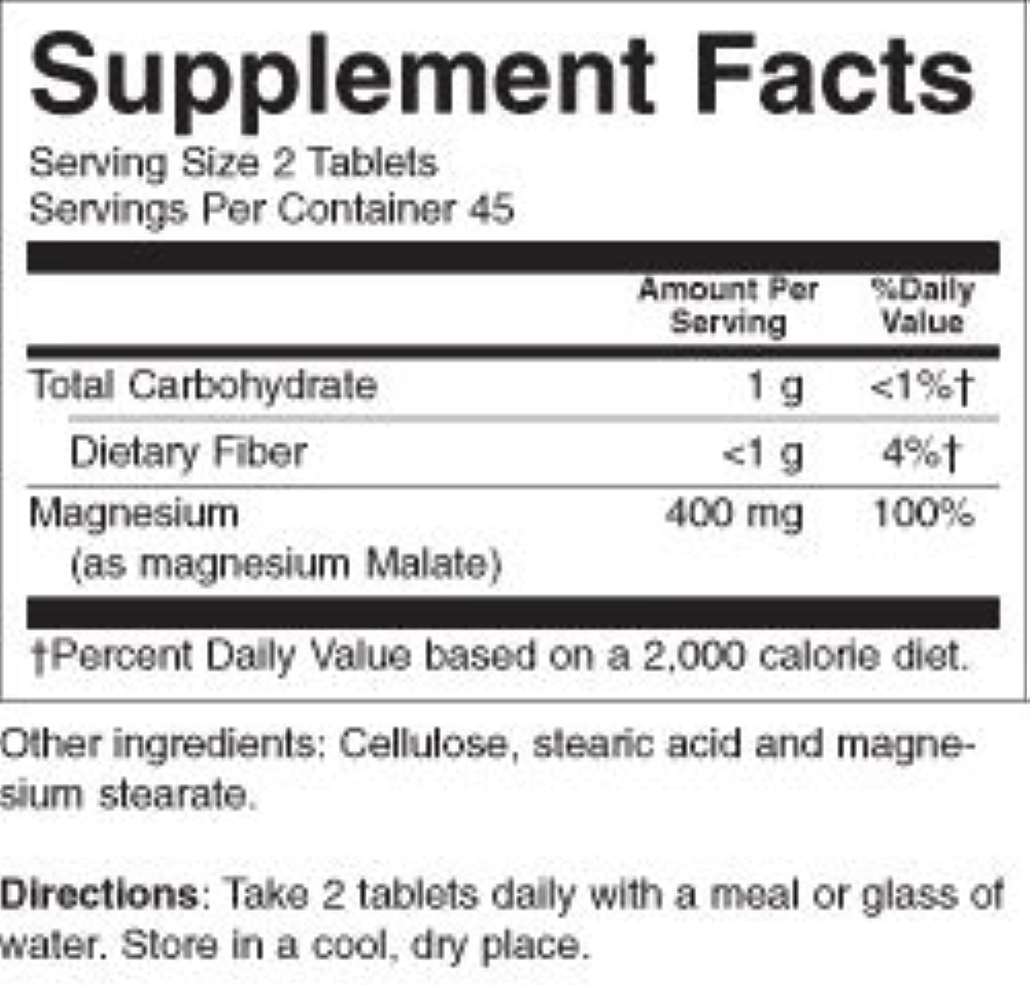 KAL® Magnesium Malate 400  Chelated with Malic Acid for Energy Production  Supports Healthy Muscle Function  90 Vegetarian Tablets
