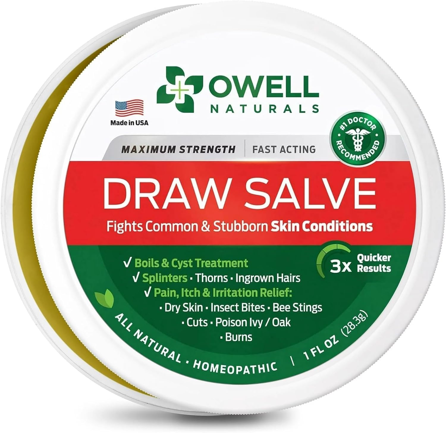 Amish Origins Draw Salve–2 oz, Authentic Amish Formula,Natural Powerful Salve, Provides Relief from Topical Pain and Irritations, Splinters, Sores, Bee Stings,Foreign Objects Embedded in The Skin