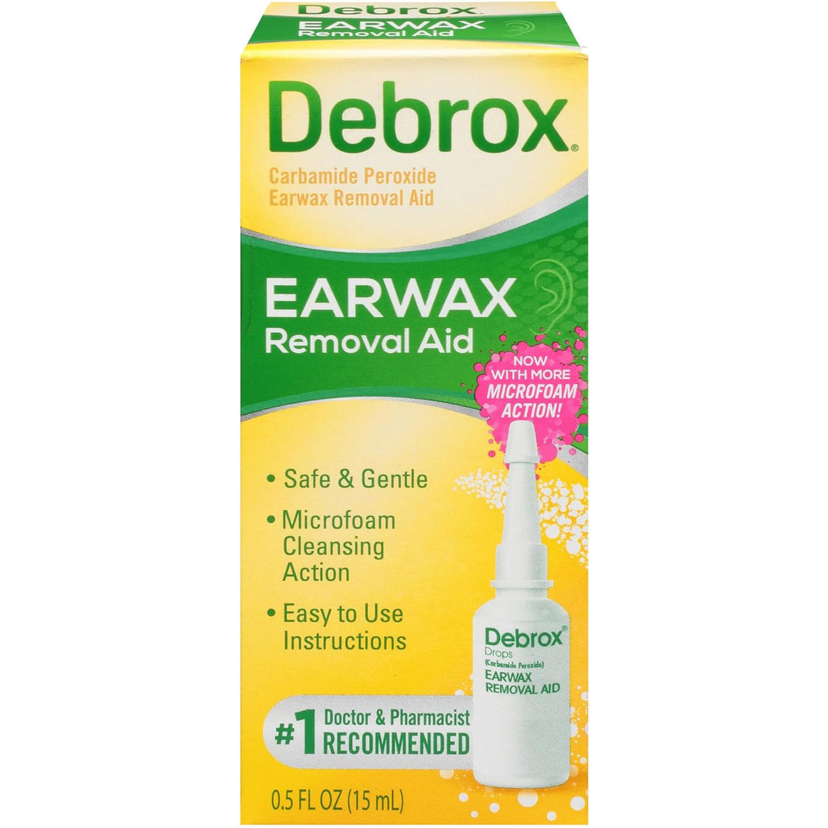 Debrox Earwax Removal Aid Drops  Safely and Gently Cleanses Ear  0.5 FL OZ