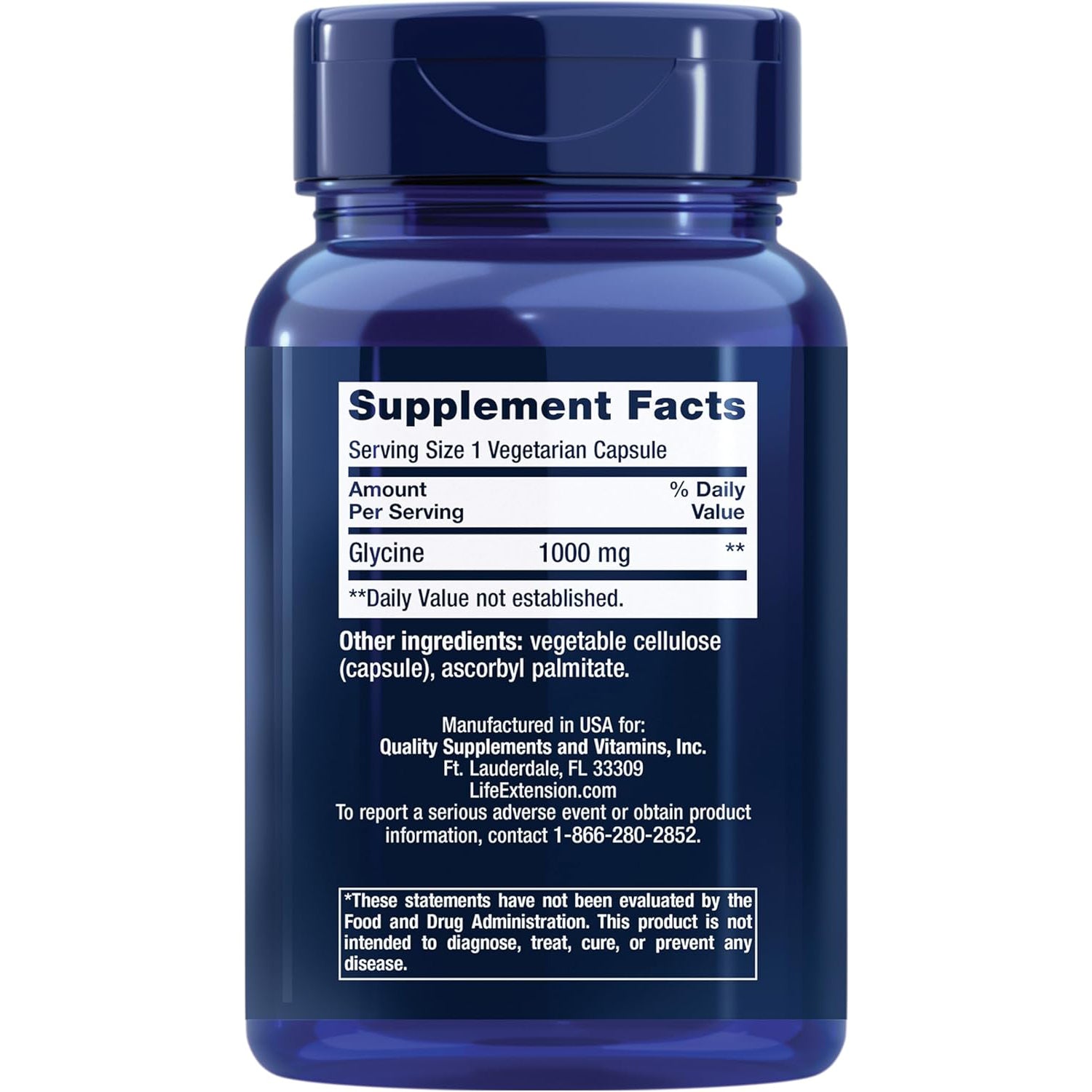 Life Extension - Glycine 1000 mg. - 100 Vegetarian Capsules