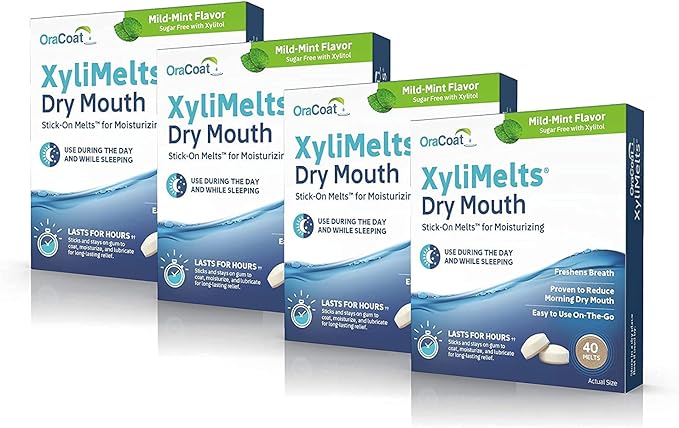 OraCoat XyliMelts for Dry Mouth, Stick-on Melts for Moisturizing,Fresh Breath Gluten Free, Mild-Mint Flavour