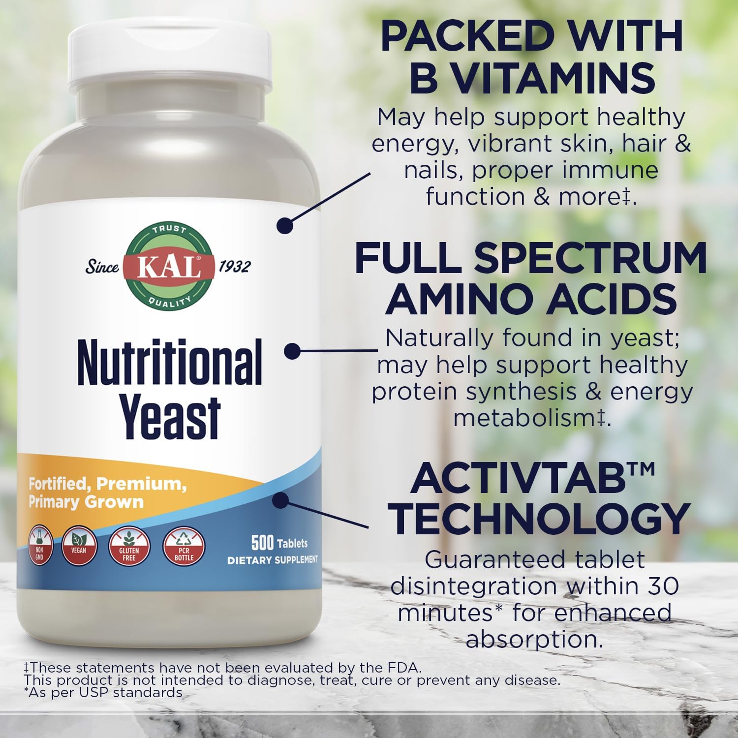 KAL Nutritional Yeast, 500 Count